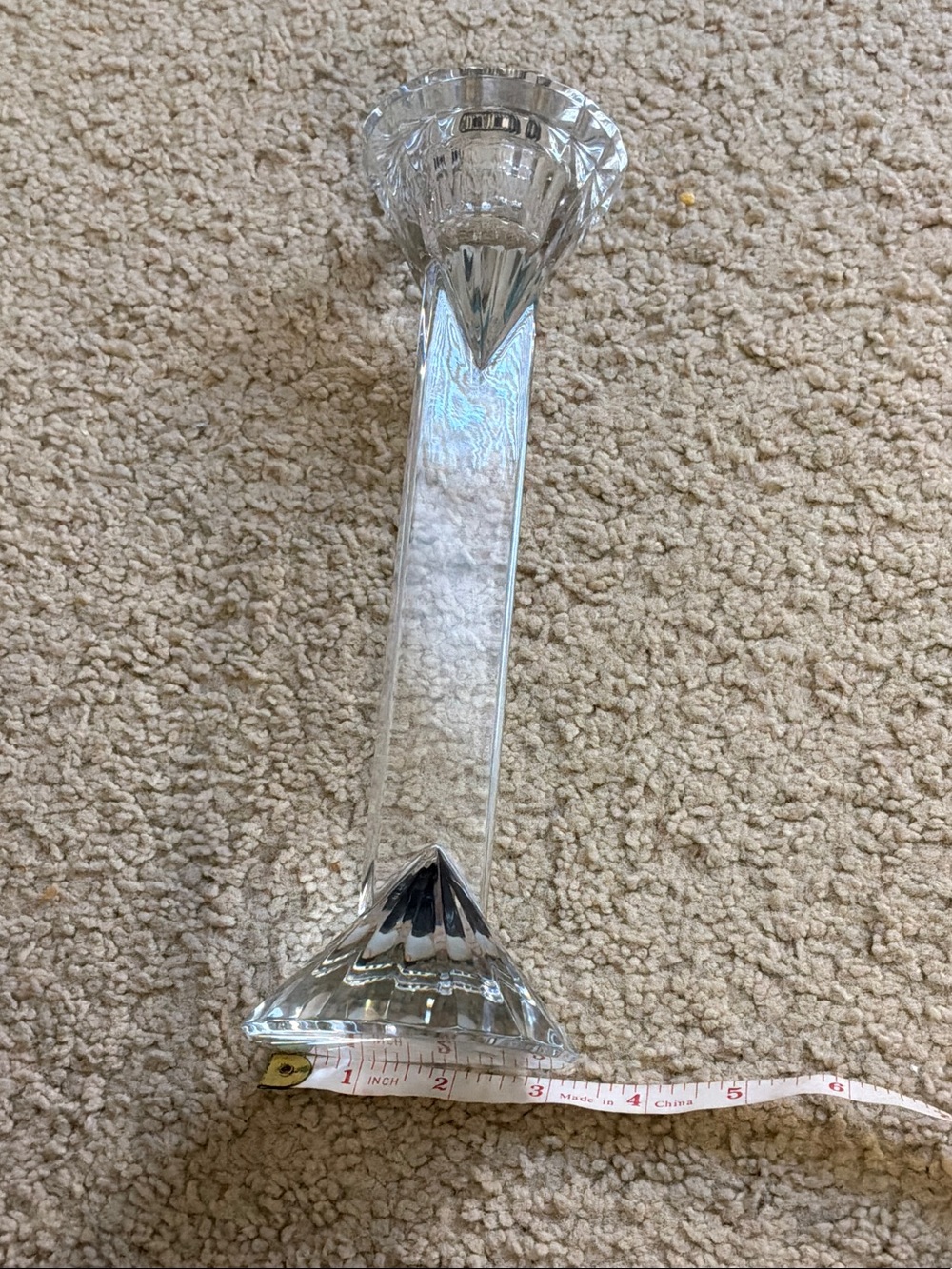 Clear Crystal Single-Stem Candle Holder - Elegant Home Accent - Picture 3 of 7